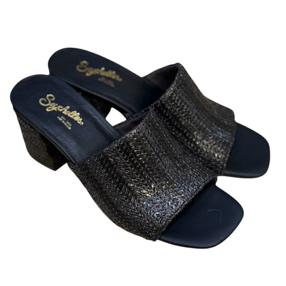 NEW- Seychelles Black Woven Slide Sandals Size 6